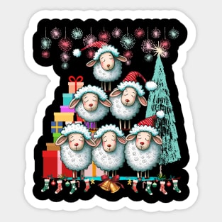 Sheep in Santa Hats Sticker